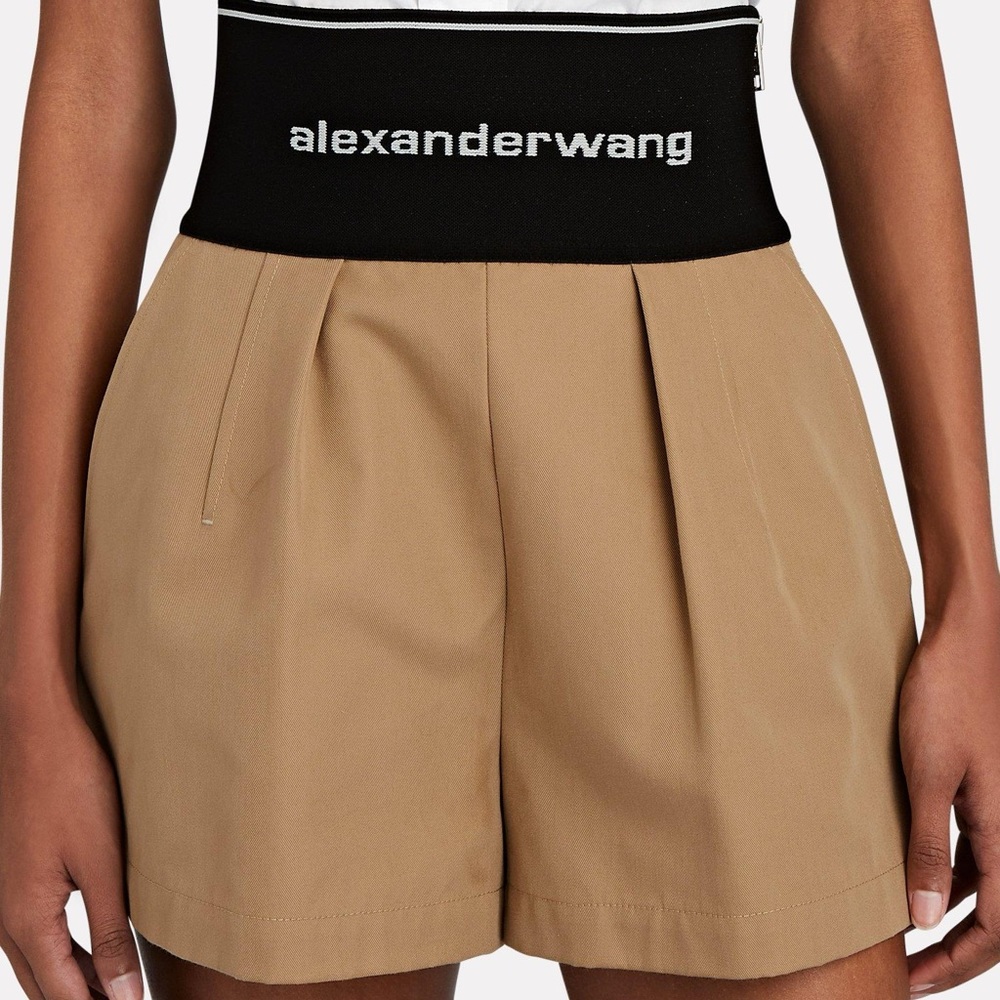 ALEXANDER WANG LOGO ELASTIC SAFARI SHORTS, SZ 2 CHINO NWT!